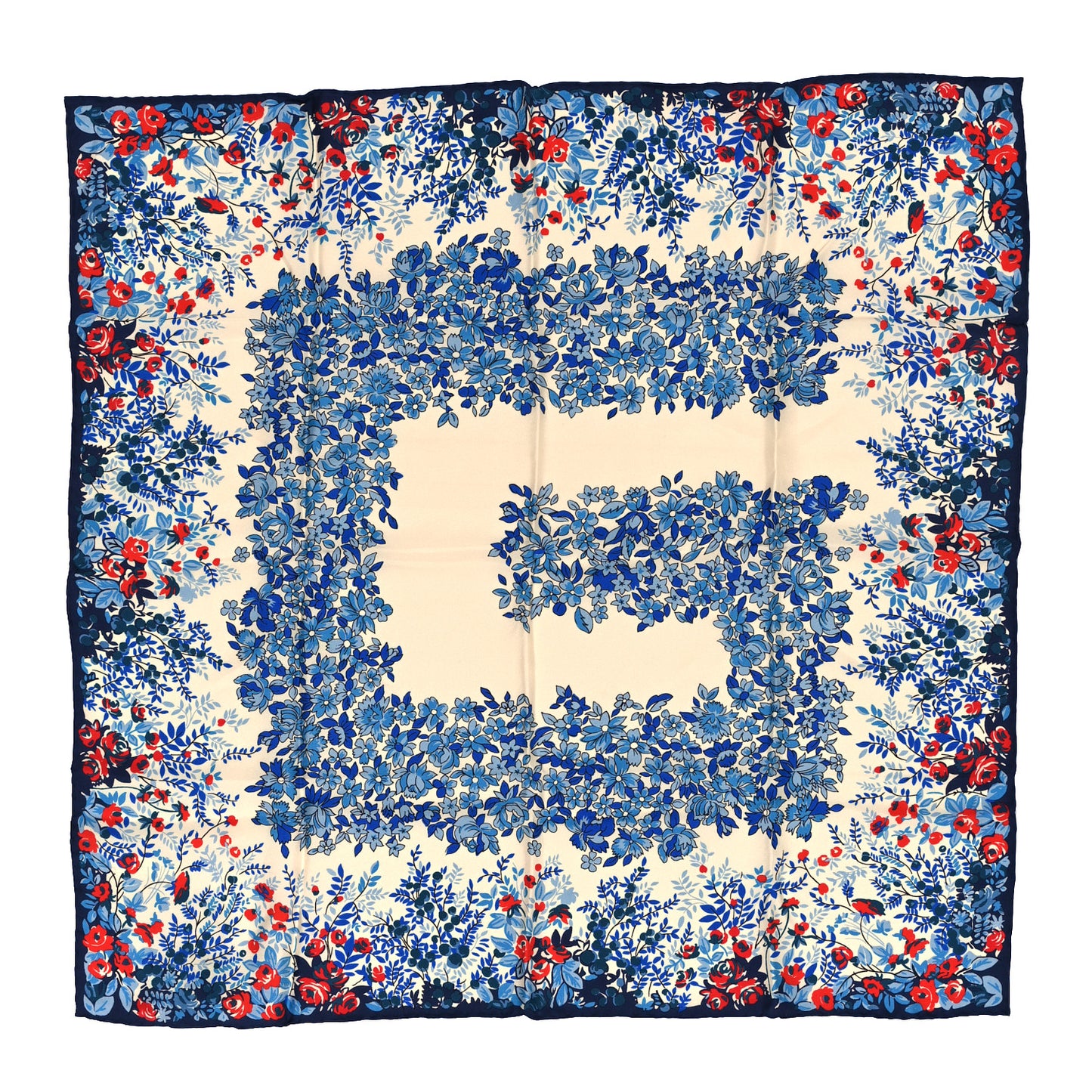 Silk Twill G Garden Square Scarf Periwinkle Blue