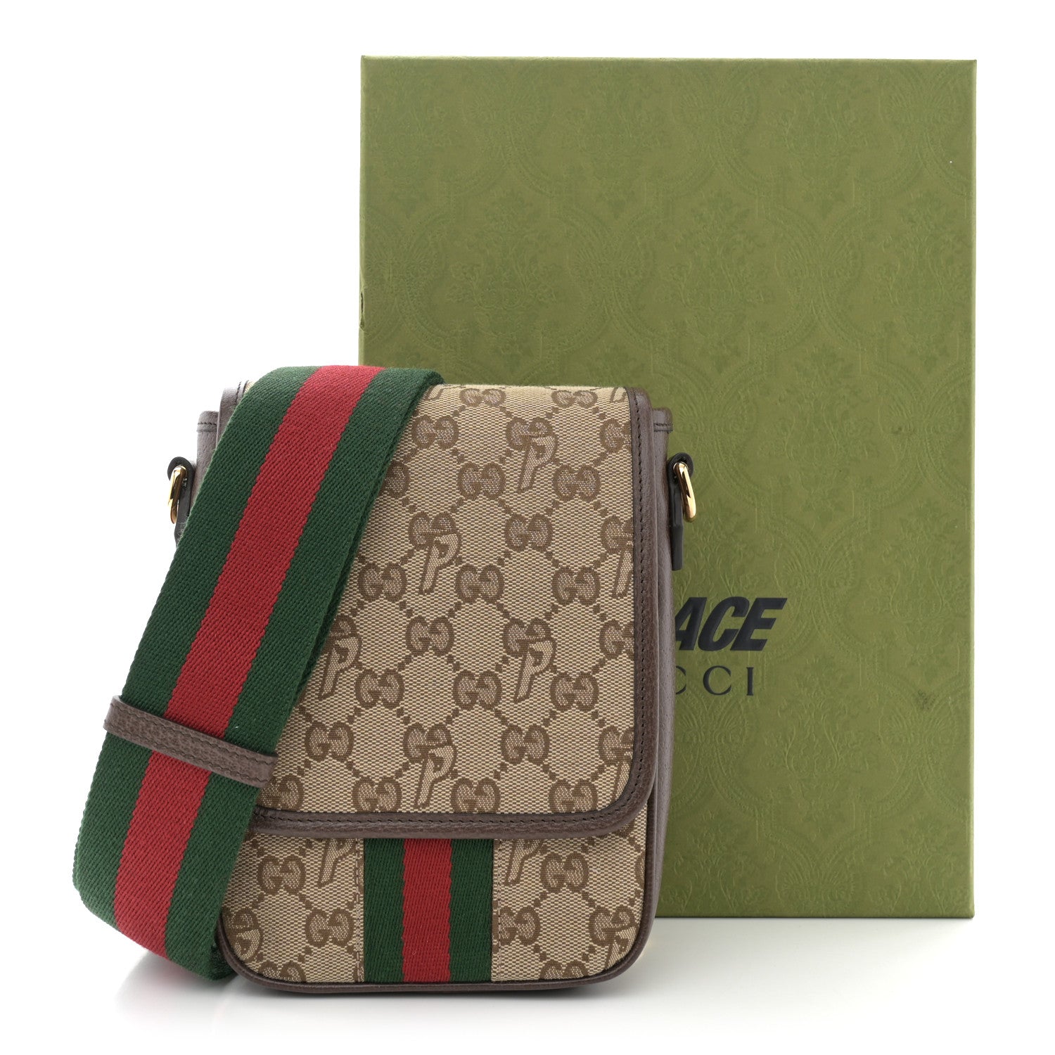 Gucci X PALACE GG P Canvas Monogram Web Flap Messenger Brown 11 of 11