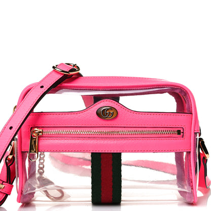 Gucci Vinyl Web Mini Ophidia Transparent Shoulder Bag Fluorescent Fuchsia 8 of 14