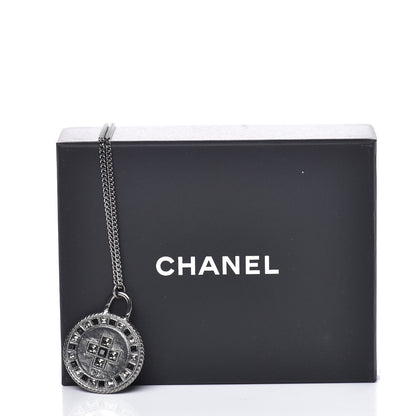 Chanel Crystal CC Medallion Necklace Ruthenium Black 9 of 9