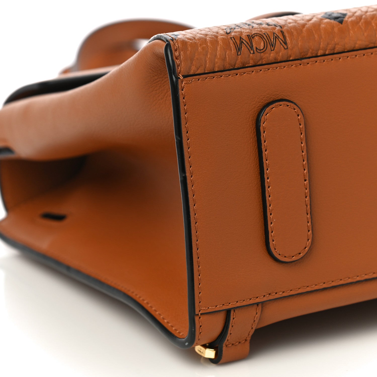 MCM Calfskin Essential Visetos Small Backpack Cognac 9 of 10
