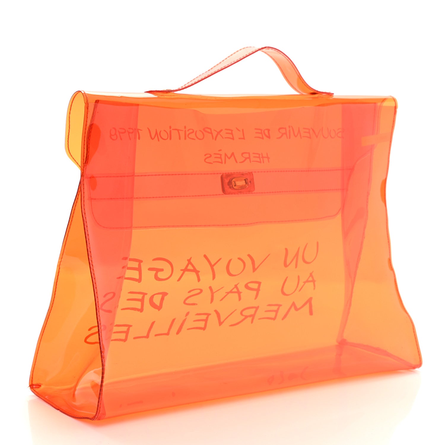Hermes Vinyl Souvenir De L'Exposition Kelly Orange 3 of 9