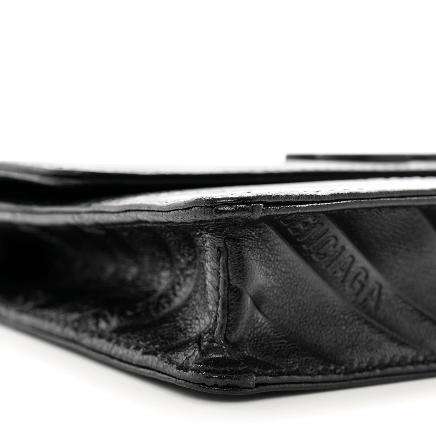 Balenciaga Shiny Goatskin Logo Embossed Monochrome BB Wallet On Chain Black 8 of 9