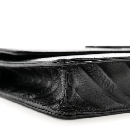 Balenciaga Shiny Goatskin Logo Embossed Monochrome BB Wallet On Chain Black 8 of 9