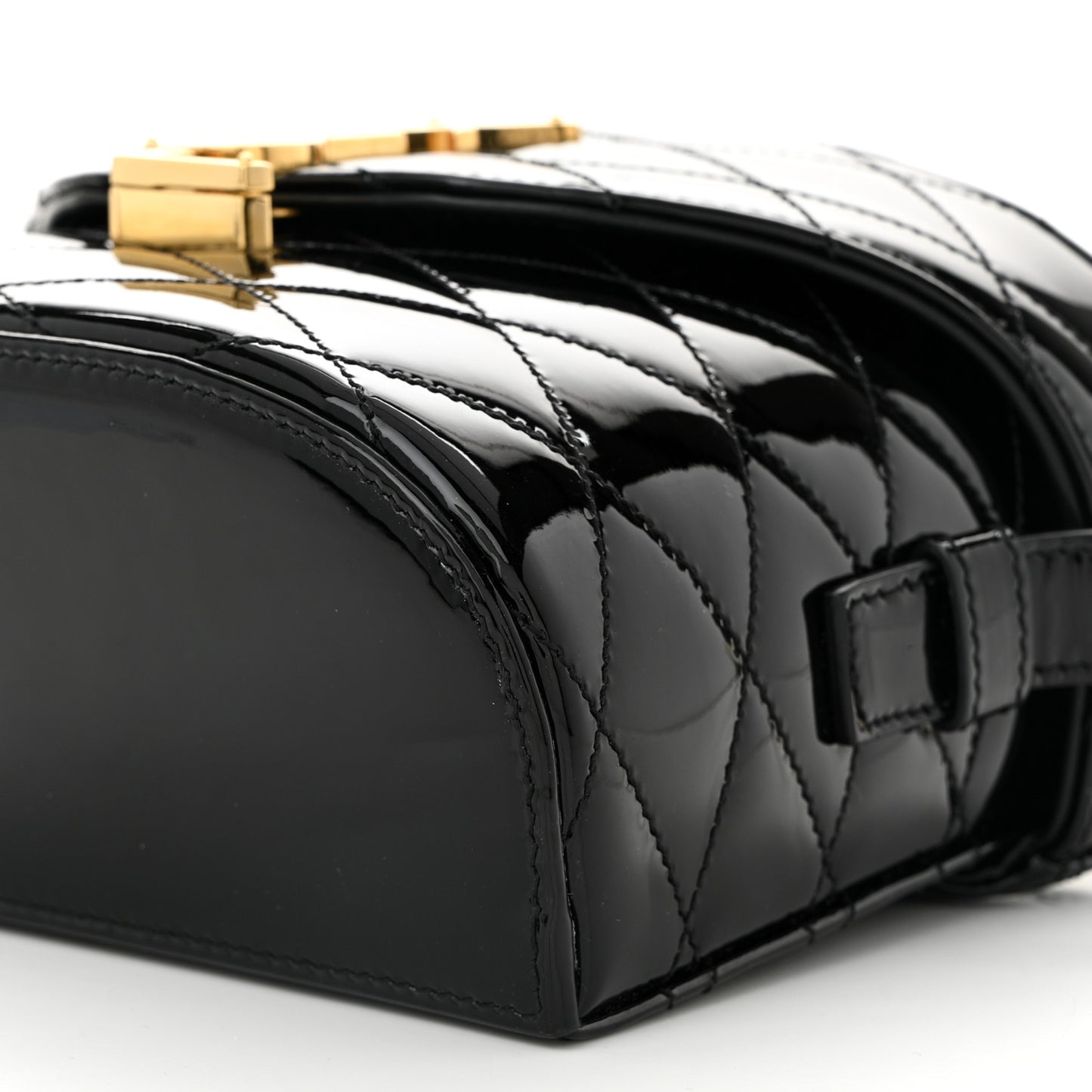 Patent Matelasse Monogram June Box Bag Black