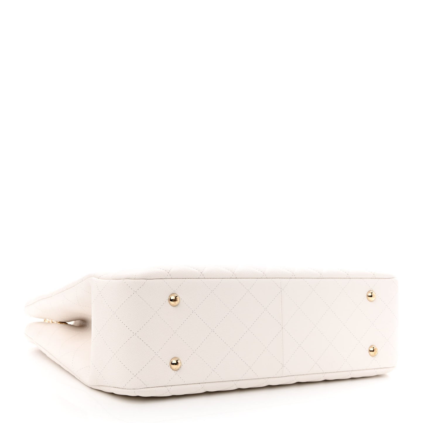 Caviar Quilted Large Classic Shopping Tote White
