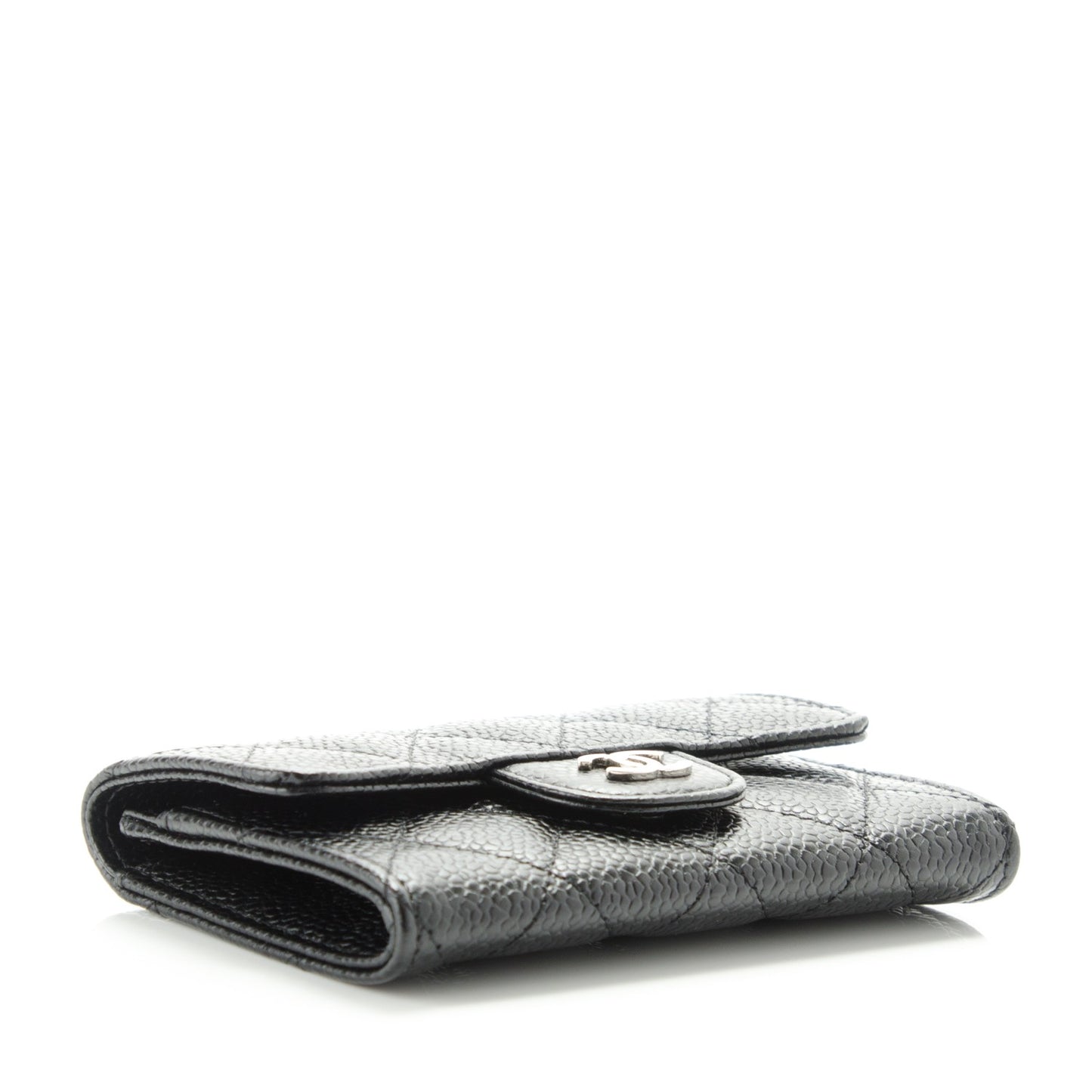 Caviar Quilted Flap Card Holder Black