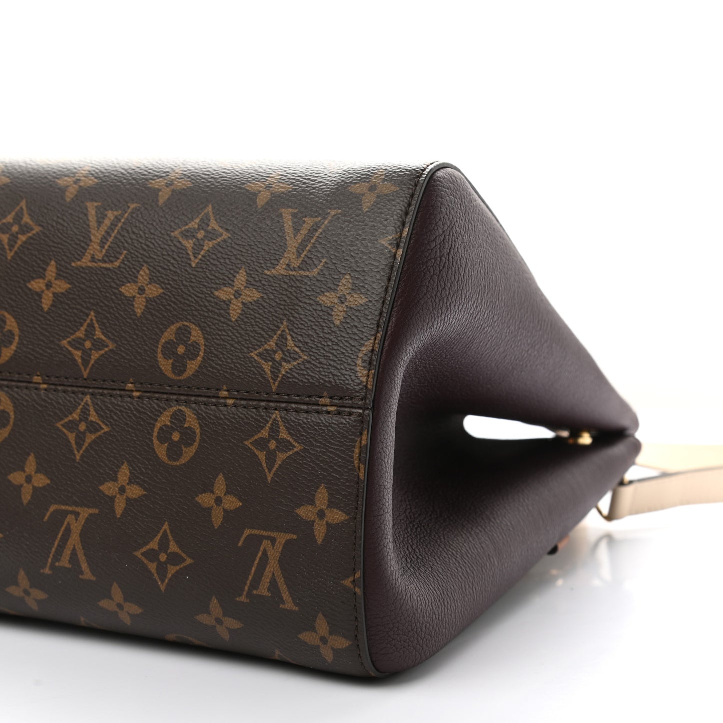 Calfskin Monogram Fold Tote MM Black Wine Cream
