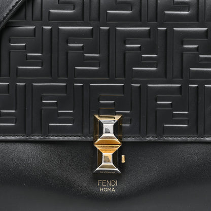 Fendi Vitello Liberty FF 1974 Embossed Kan I Shoulder Bag Black 6 of 8