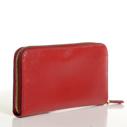 Prada Saffiano Metal Zip Around Wallet Fuoco 2 of 7