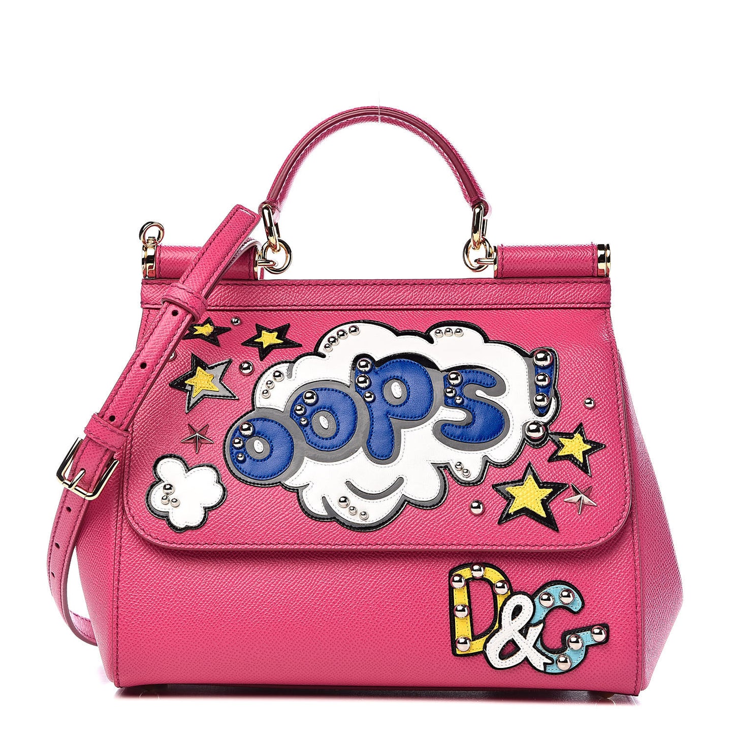 Dauphine Oops Patch Medium Miss Sicily Satchel Rosa Geranio
