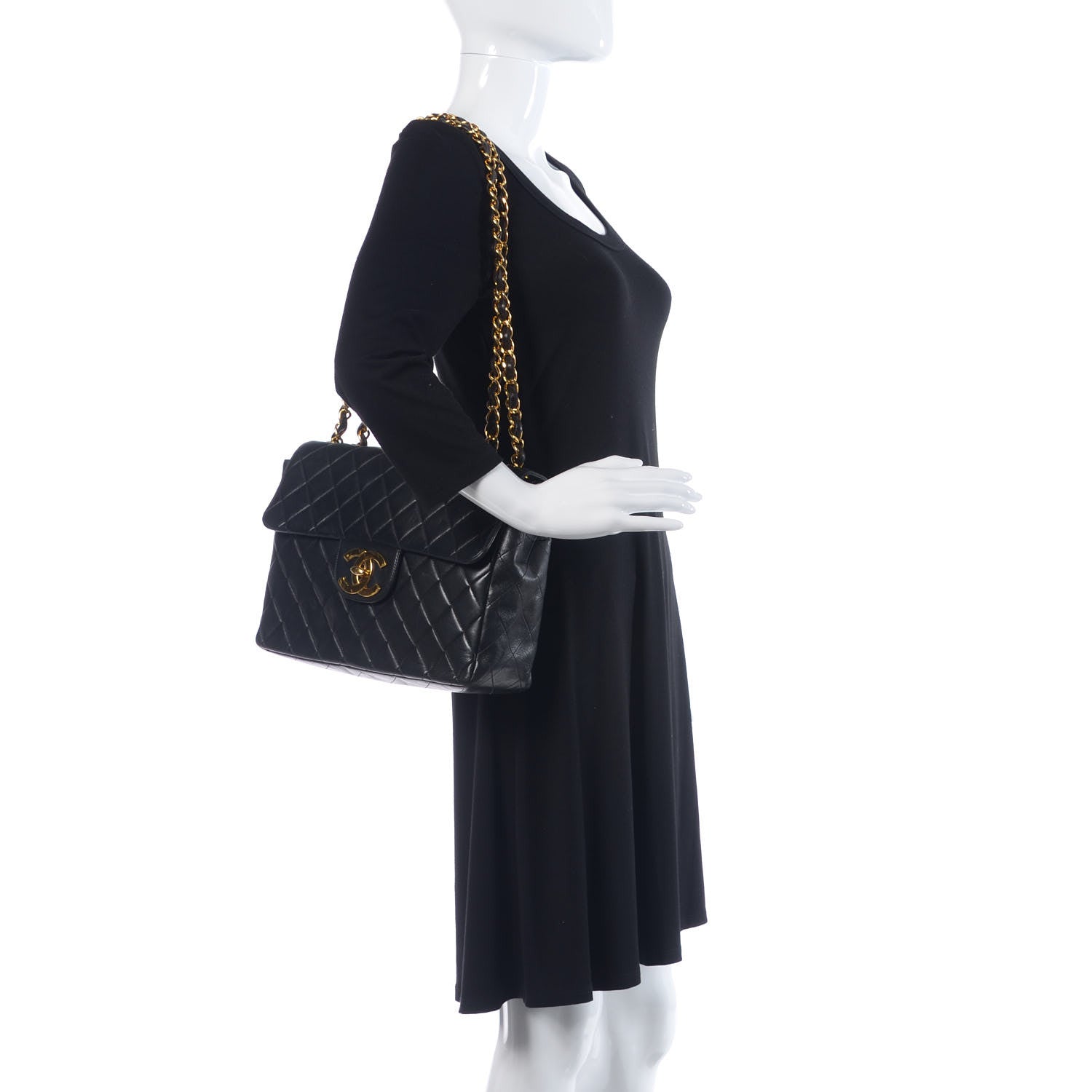 Chanel Lambskin Quilted Jumbo Single Flap Black 2 of 14