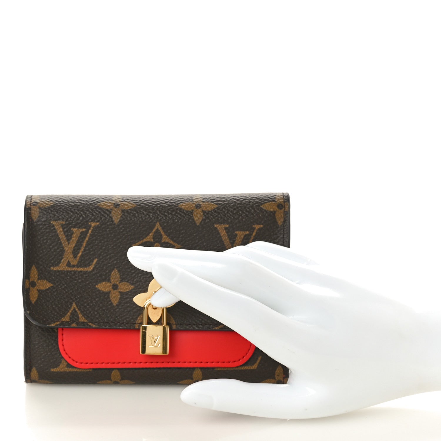 Louis Vuitton Monogram Flower Lock Compact Wallet Coquelicot 2 of 7