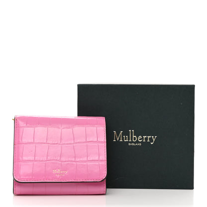Mulberry Crocodile Embossed Calfskin Small French Continental Wallet Raspberry Pink 13 of 13