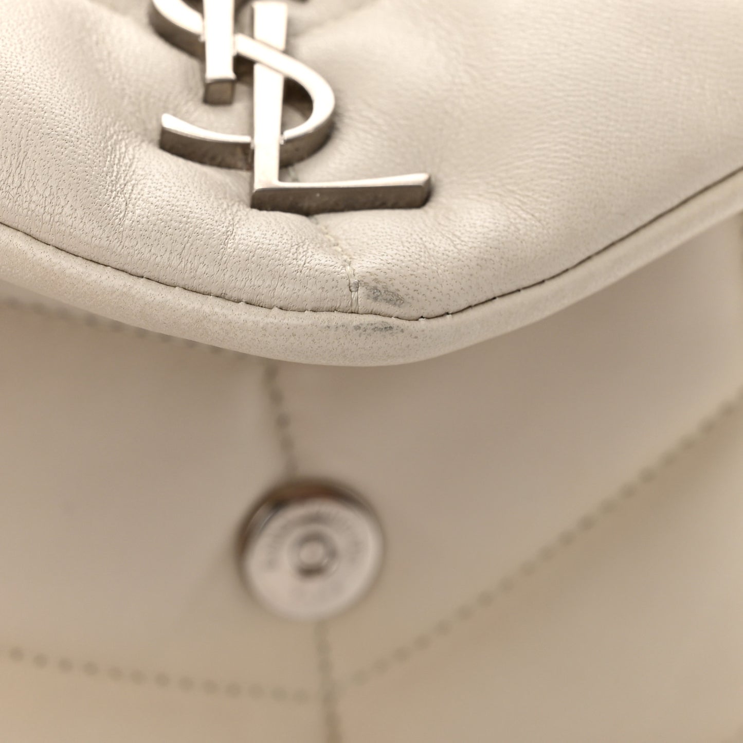 Lambskin Quilted Toy Loulou Puffer Monogram Chain Satchel Blanc Vintage