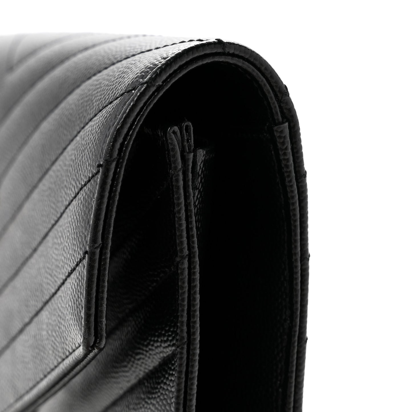 Grain De Poudre Matelasse Chevron Monogram Envelope Clutch Black