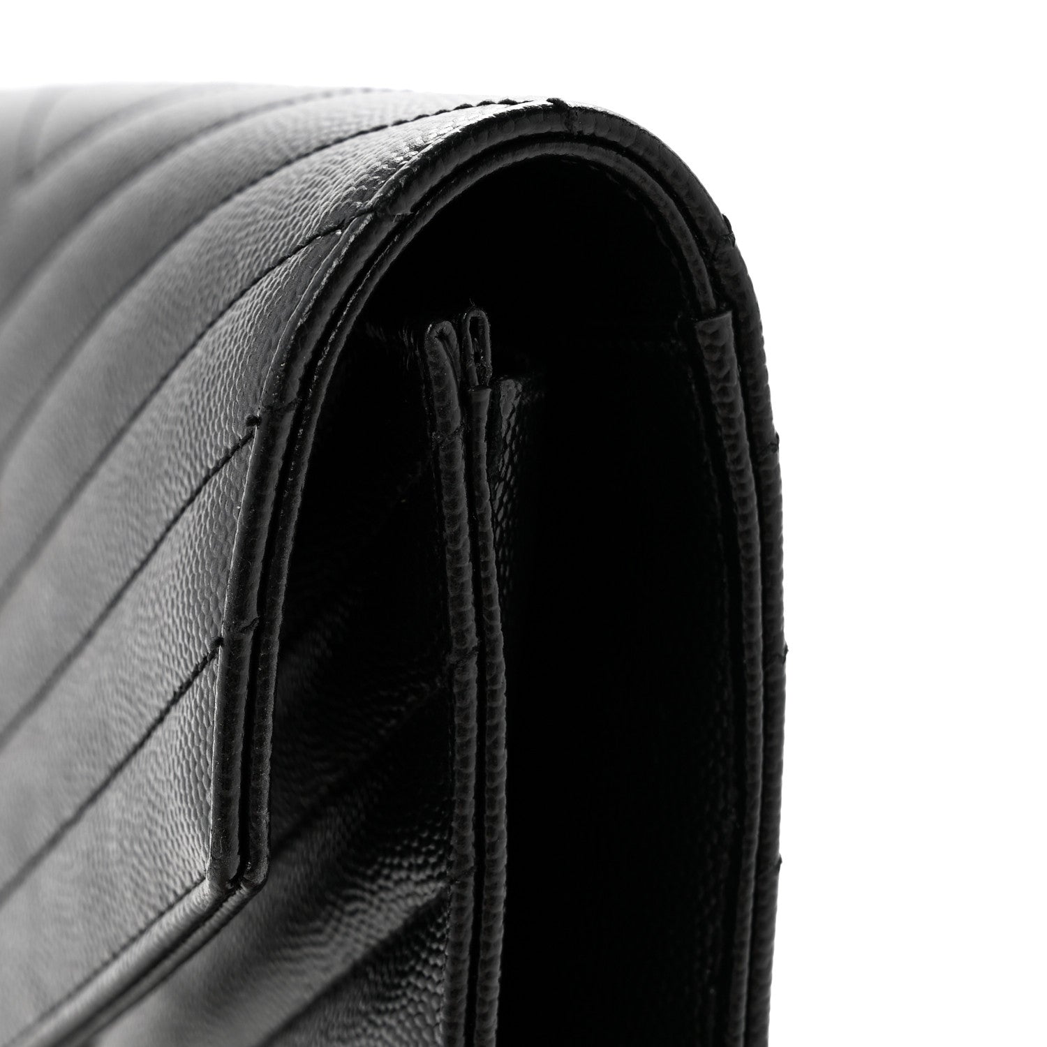 Saint Laurent Grain De Poudre Matelasse Chevron Monogram Envelope Clutch Black 12 of 13