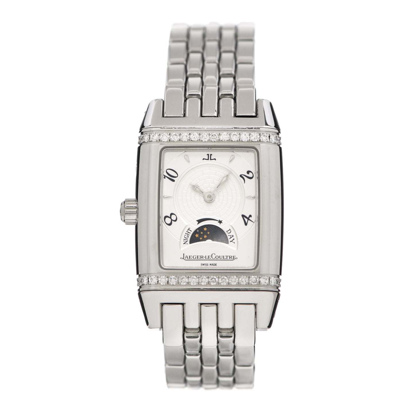 JAEGER-LE COULTRE Stainless Steel Diamond 25mm Reverso Gran Sport Duoface Manual Winding Watch 296.8.74