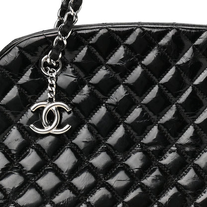 Chanel Patent Quilted Medium Just Mademoiselle Bowling Bag Black 8 of 12