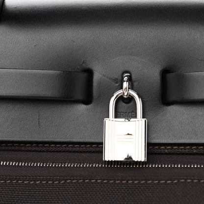 Hermes Toile Militaire Vache Hunter Laque Herbag Zip Retourne PM 31 Ebene Black 13 of 14