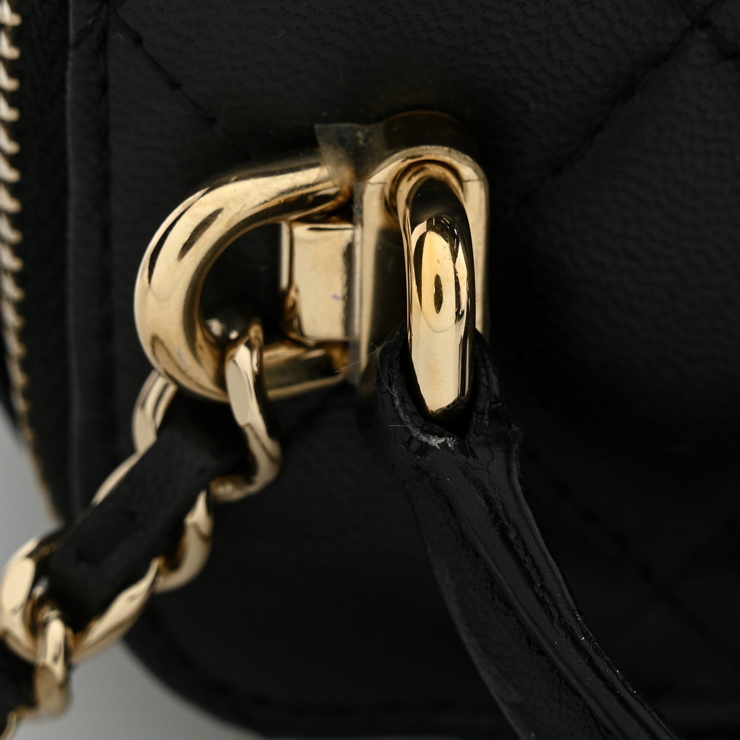 Lambskin Quilted Top Handle Mini Vanity Case With Chain Black