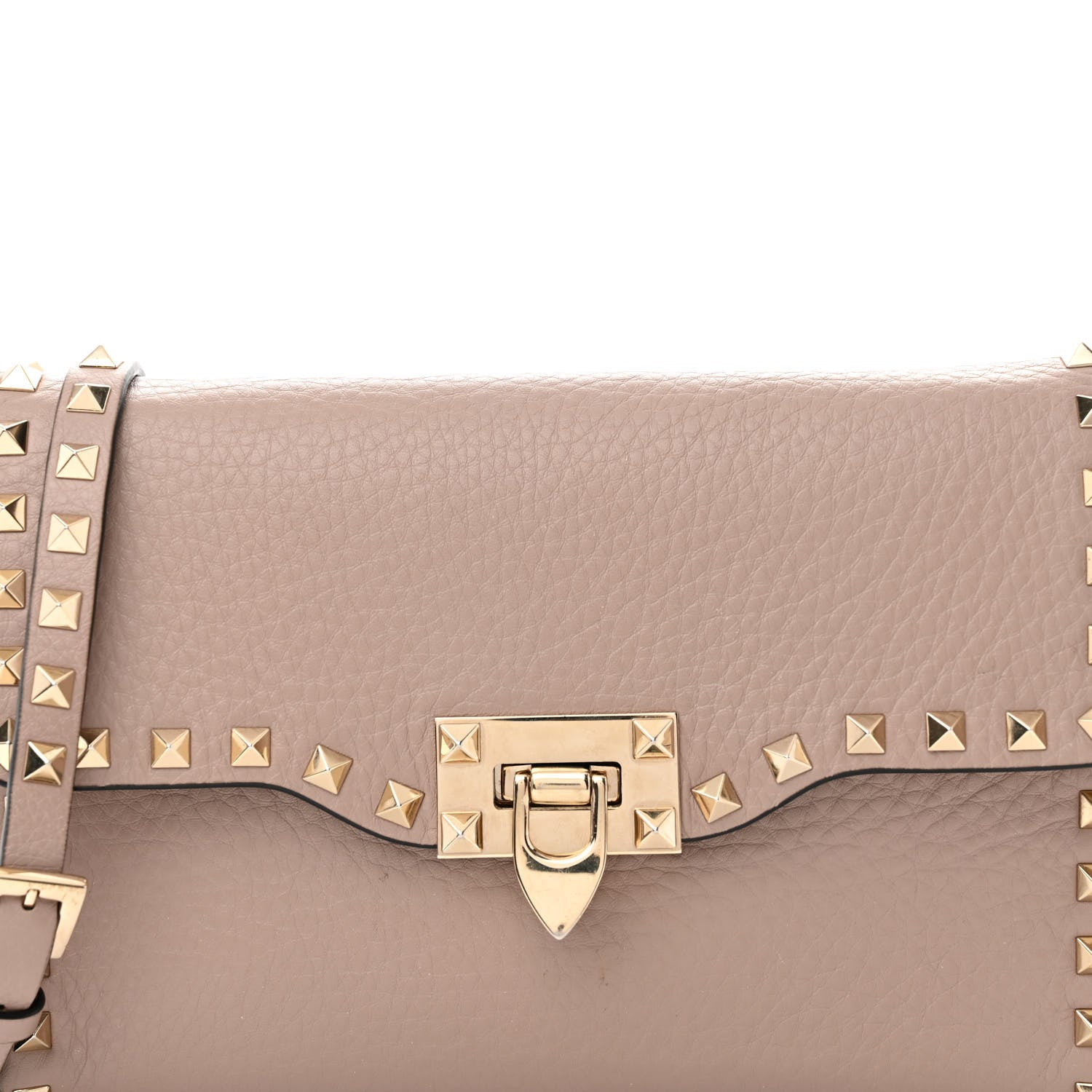 Valentino Garavani Pebbled Calfskin Medium Rockstud Flip Lock Crossbody Bag Poudre 7 of 16