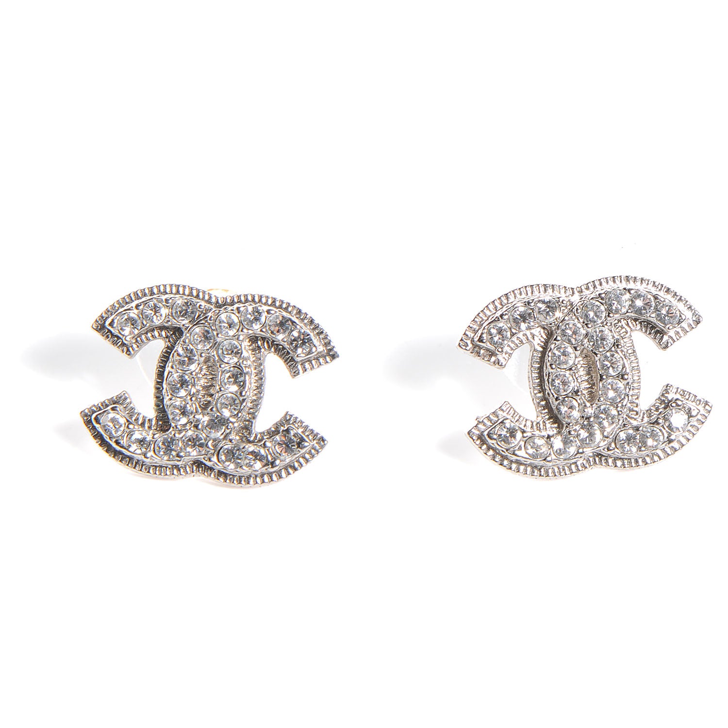 Chanel Crystal CC Earrings Silver 1 of 4