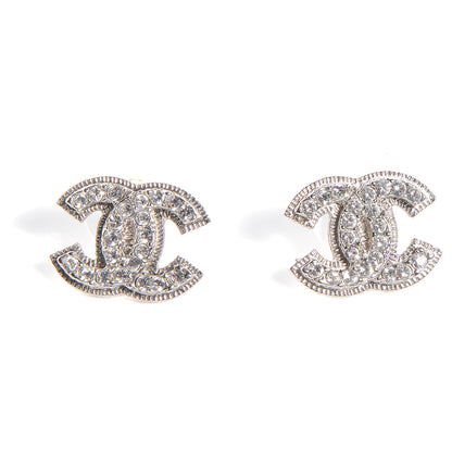Chanel Crystal CC Earrings Silver 1 of 4