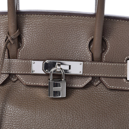 Hermes Taurillon Clemence Birkin 30 Etoupe 30 of 31