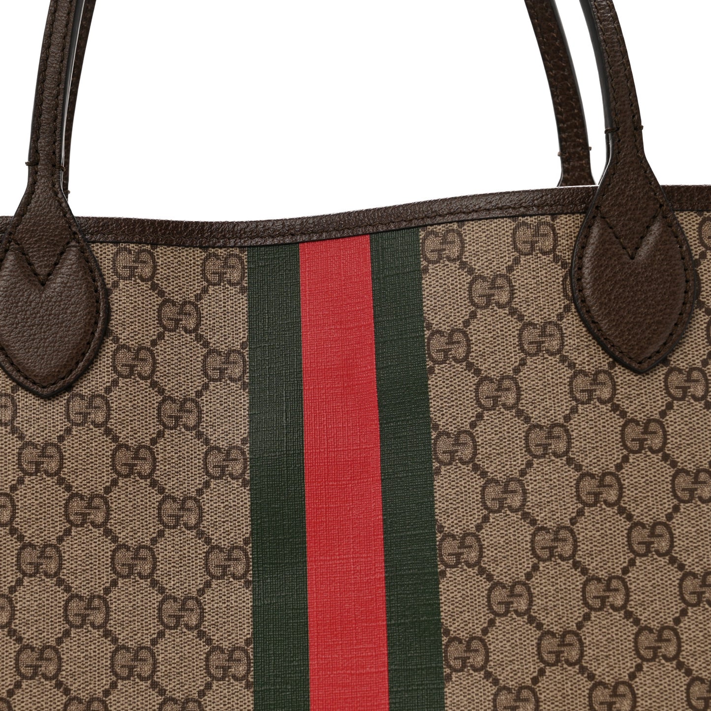 GG Supreme Monogram Textured Dollar Calfskin Web Large Ophidia Tote Beige Ebony New Acero