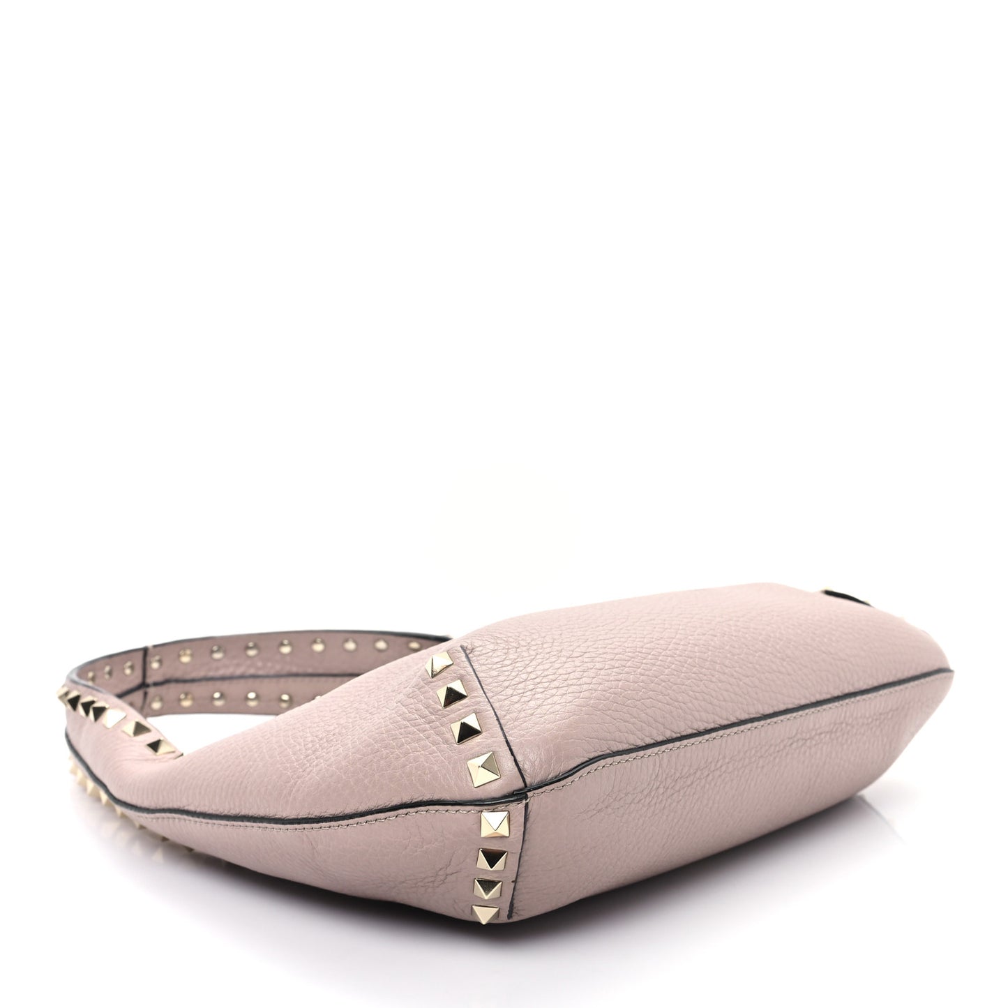 Pebbled Calfskin Small Rockstud Flip Lock Hobo Poudre