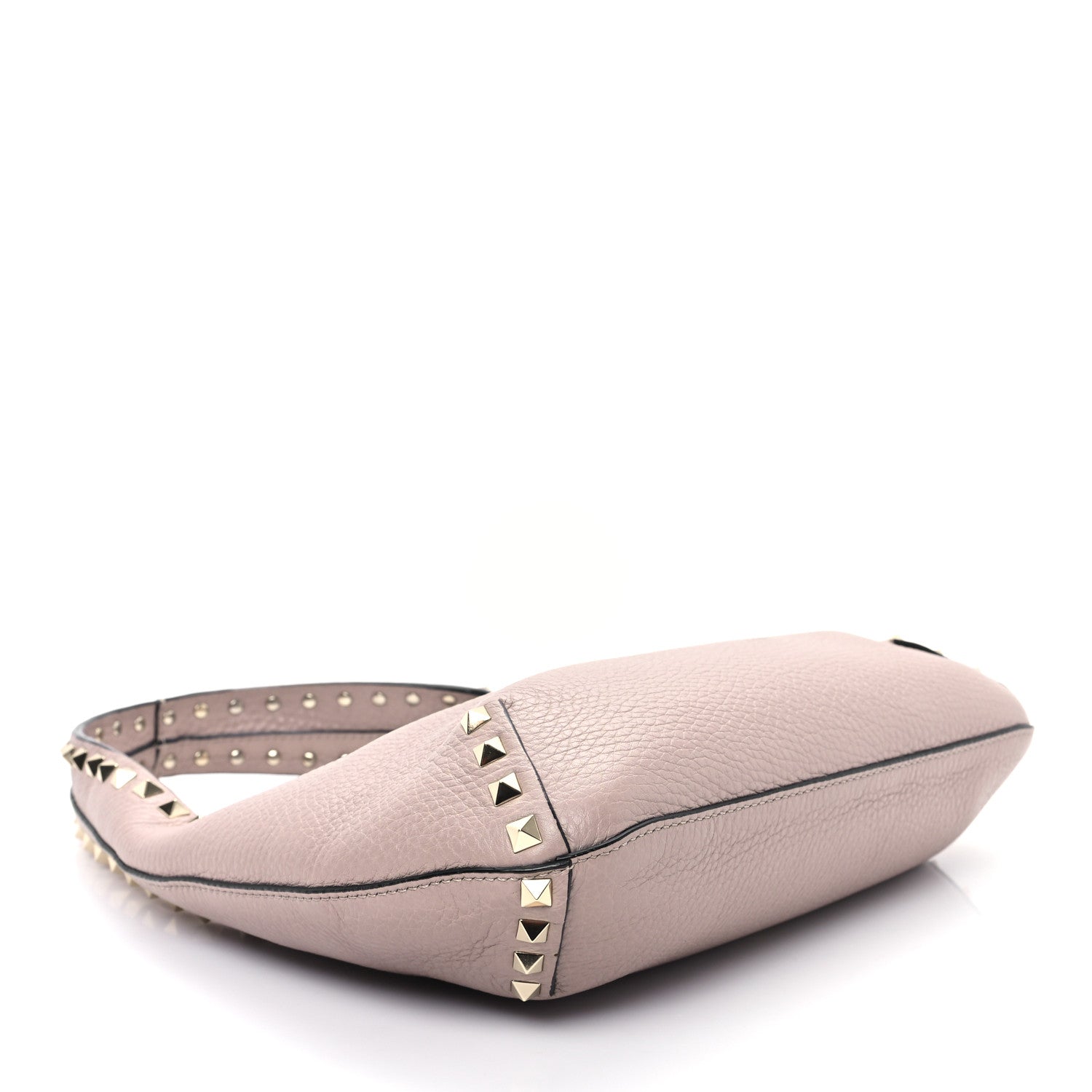 Valentino Garavani Pebbled Calfskin Small Rockstud Flip Lock Hobo Poudre 4 of 9