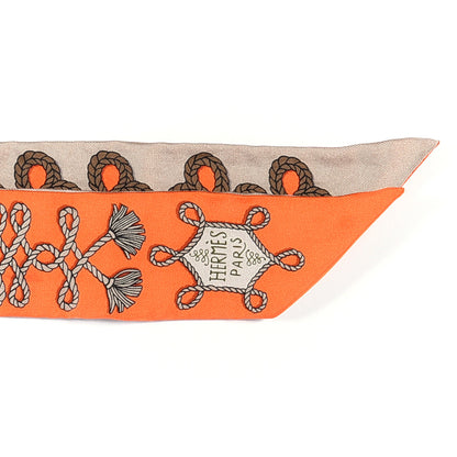 Hermes Silk Galons Et Brandebourg Twilly Orange Mastic Bronze 2 of 4