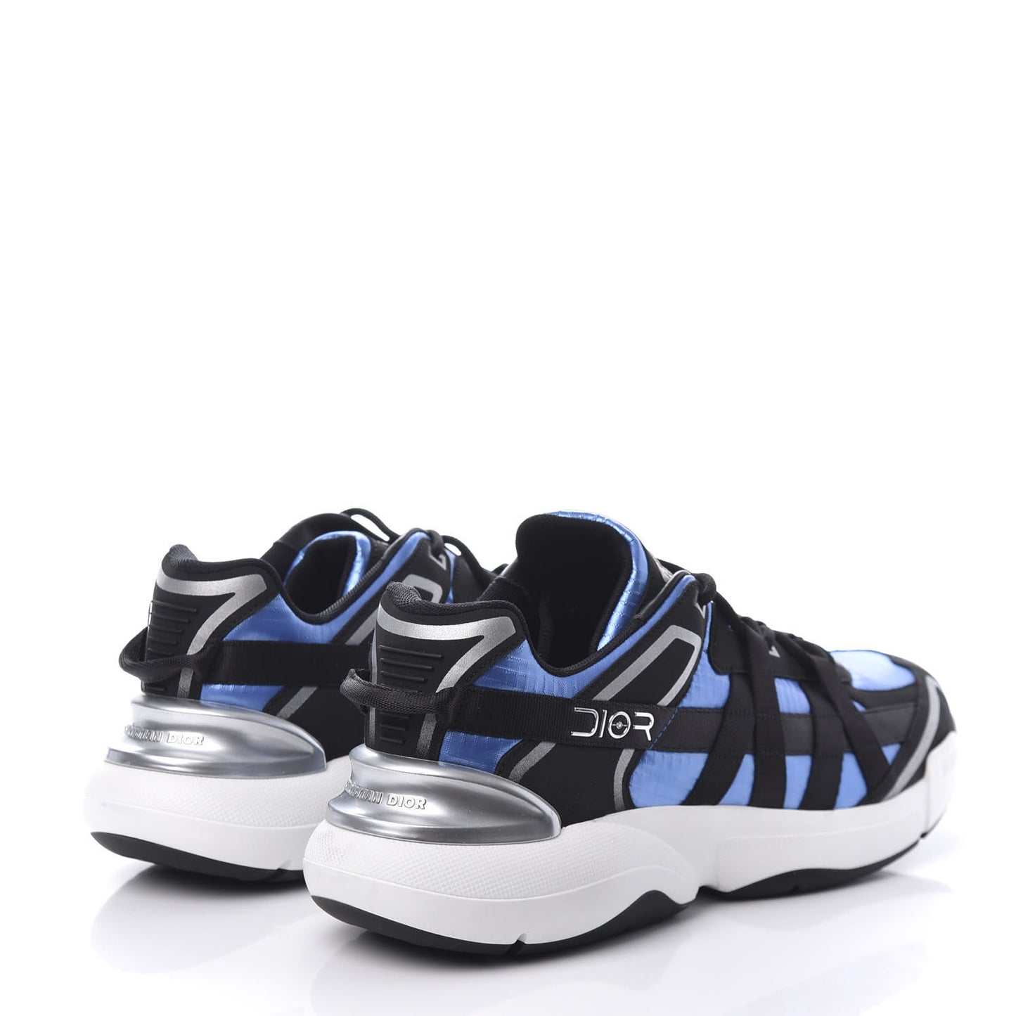 X Sorayama Ripstop Nylon Calfskin Womens B24 Runtek Sneakers 42 Blue Black