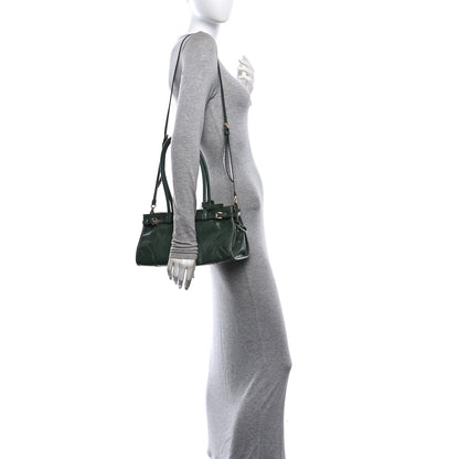 Prada Glossy Calfskin Triangle Medium Bonnie Shoulder Bag Salvia 2 of 9