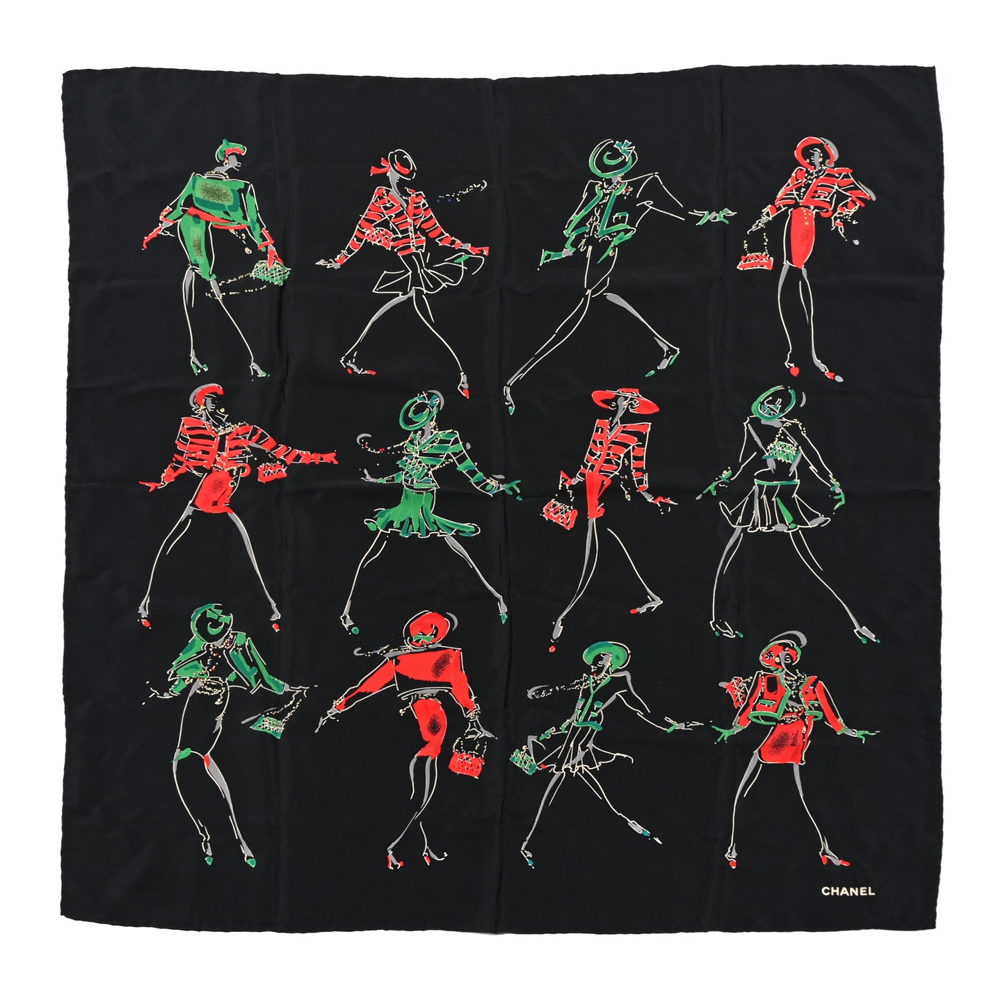 Silk CC Square Scarf Black Multicolor Black Multicolor