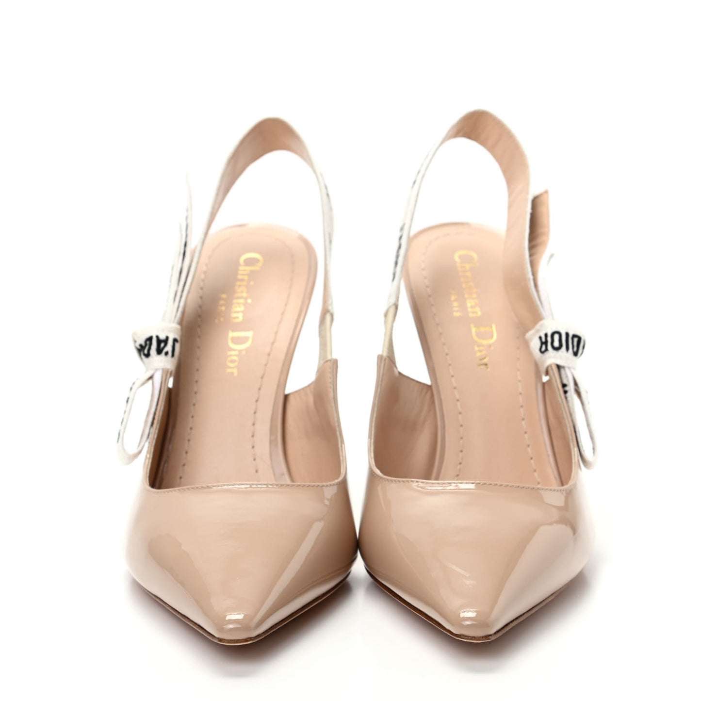 Patent Ribbon J'Adior Slingback 100mm Pumps 37 Nude