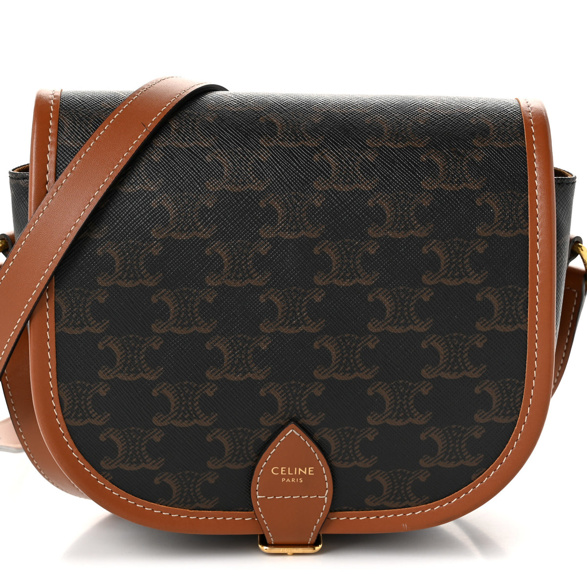 Triomphe Canvas Medium Folco Bag Tan