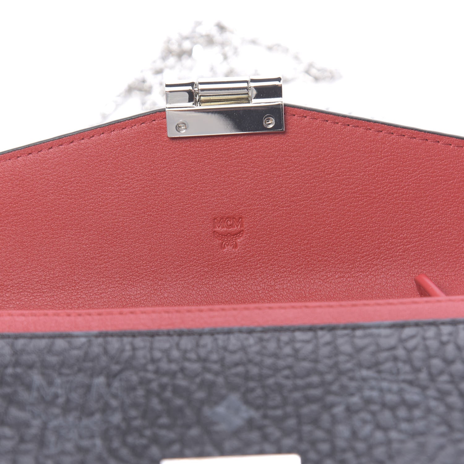 MCM Visetos Large Patricia Wallet On Chain Black Red 6 of 9
