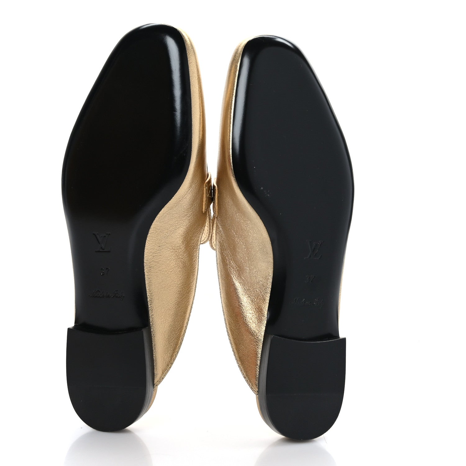 Louis Vuitton Metallic Lambskin Upper Case Open Back Flat Loafer 37 Gold 5 of 7