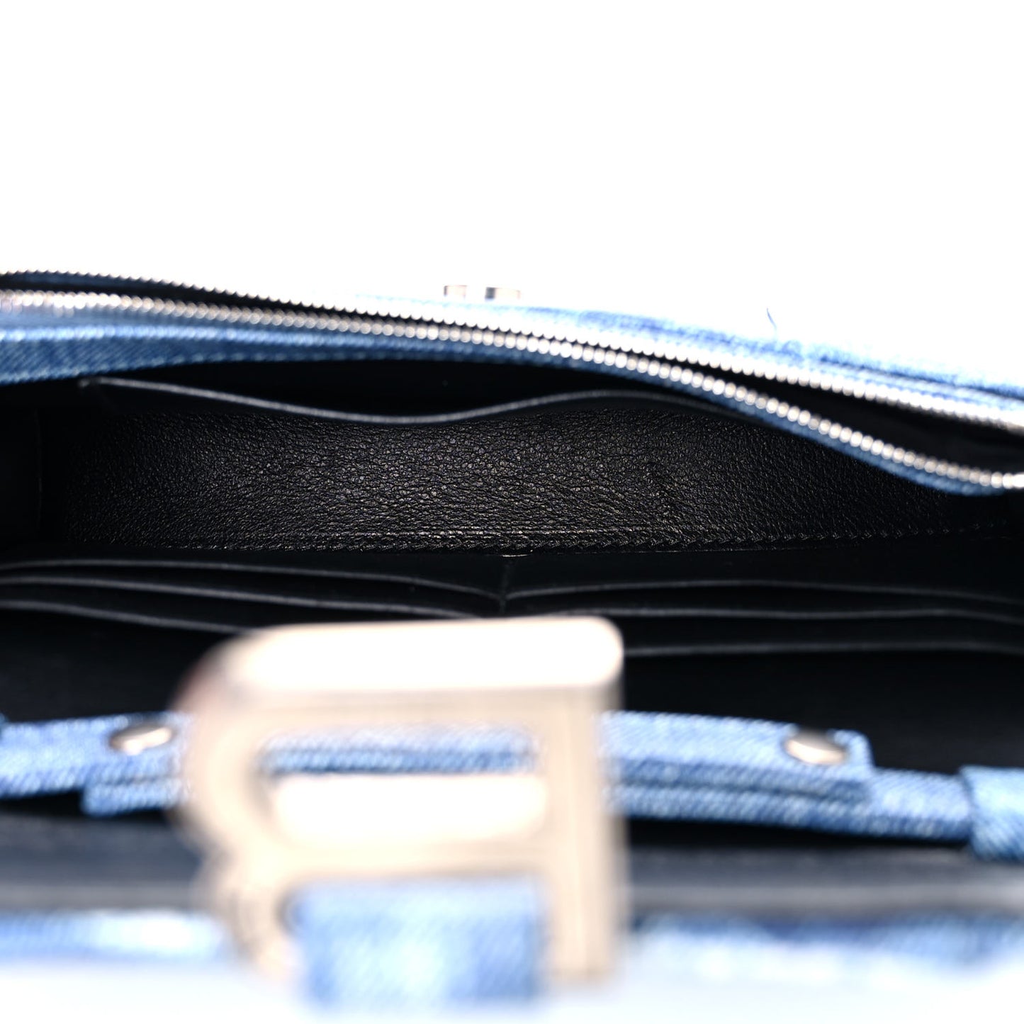 Nappa Denim Printed Hourglass Chain Bag Denim Blue