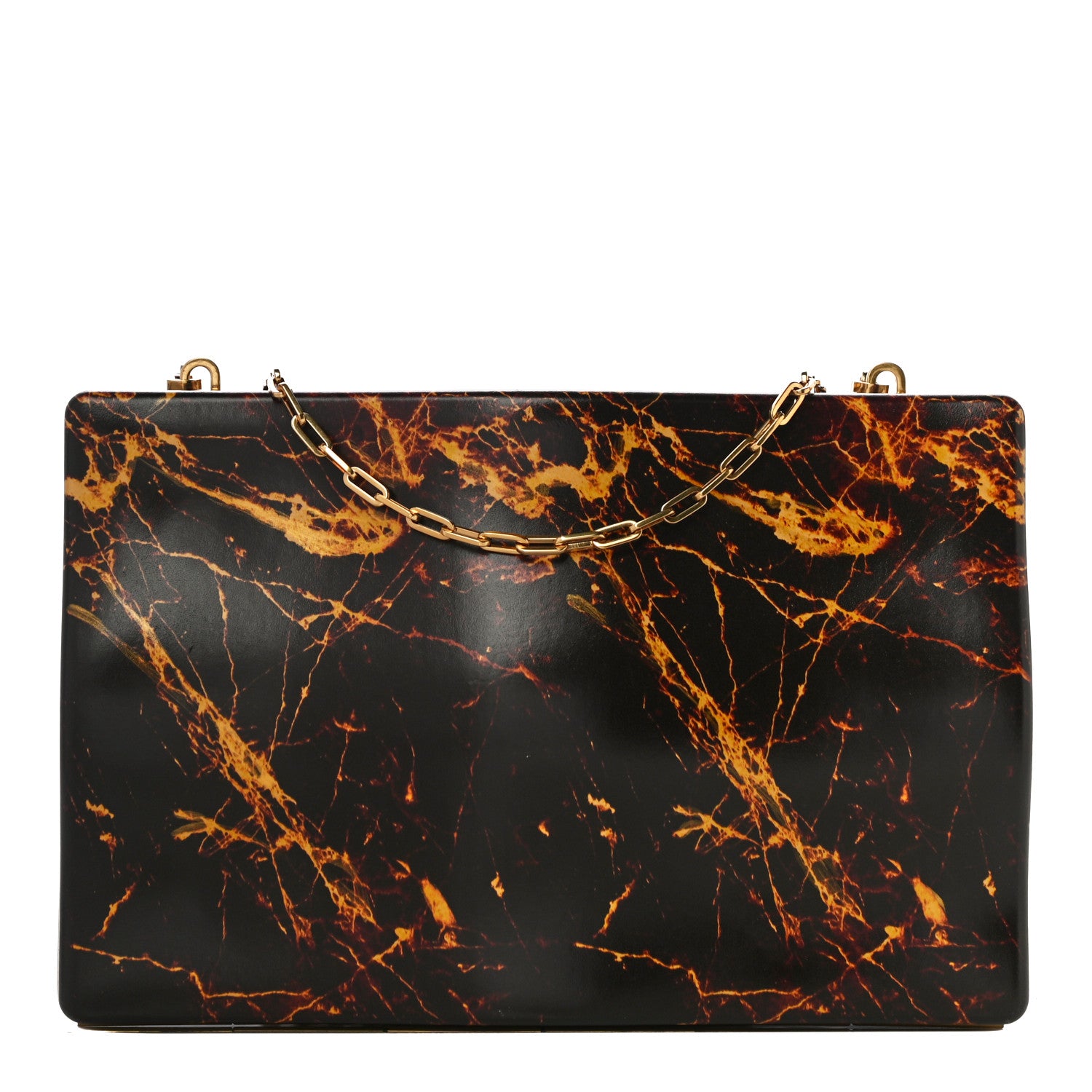 Bottega Veneta Spazzolato Calfskin Chain Clutch Gold Marble 1 of 9