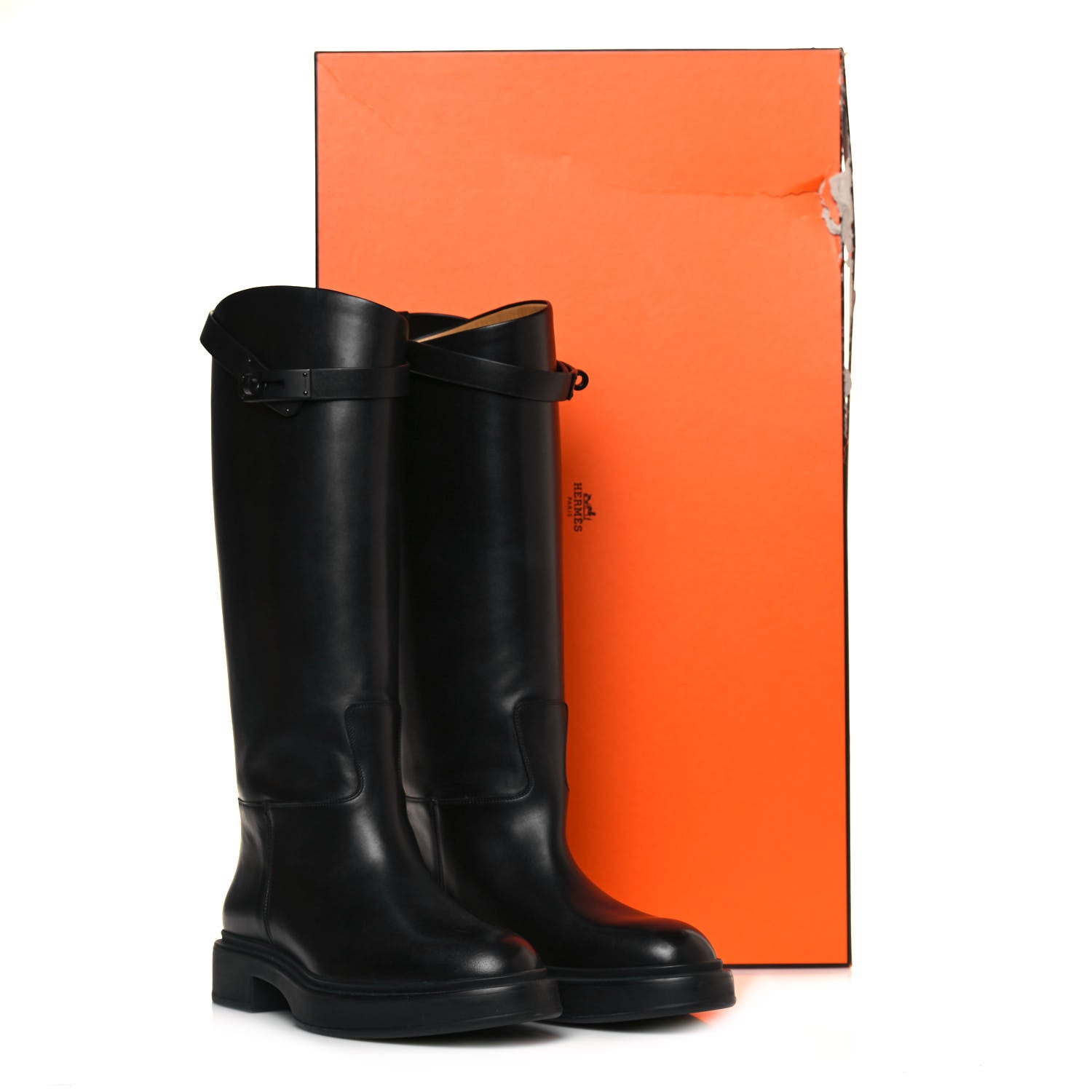 Hermes Calfskin Variation Monochromatic Boots 36 Black 9 of 9