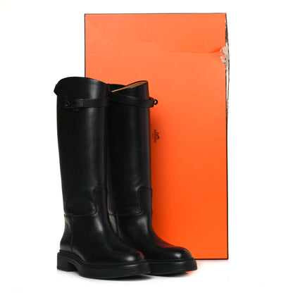 Hermes Calfskin Variation Monochromatic Boots 36 Black 9 of 9