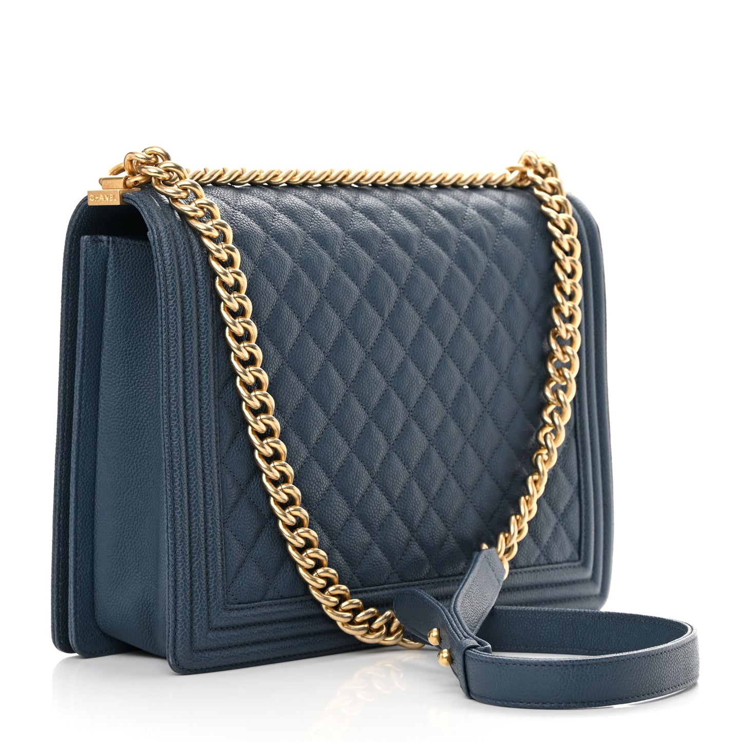 Caviar Quilted Large Boy Flap Blue