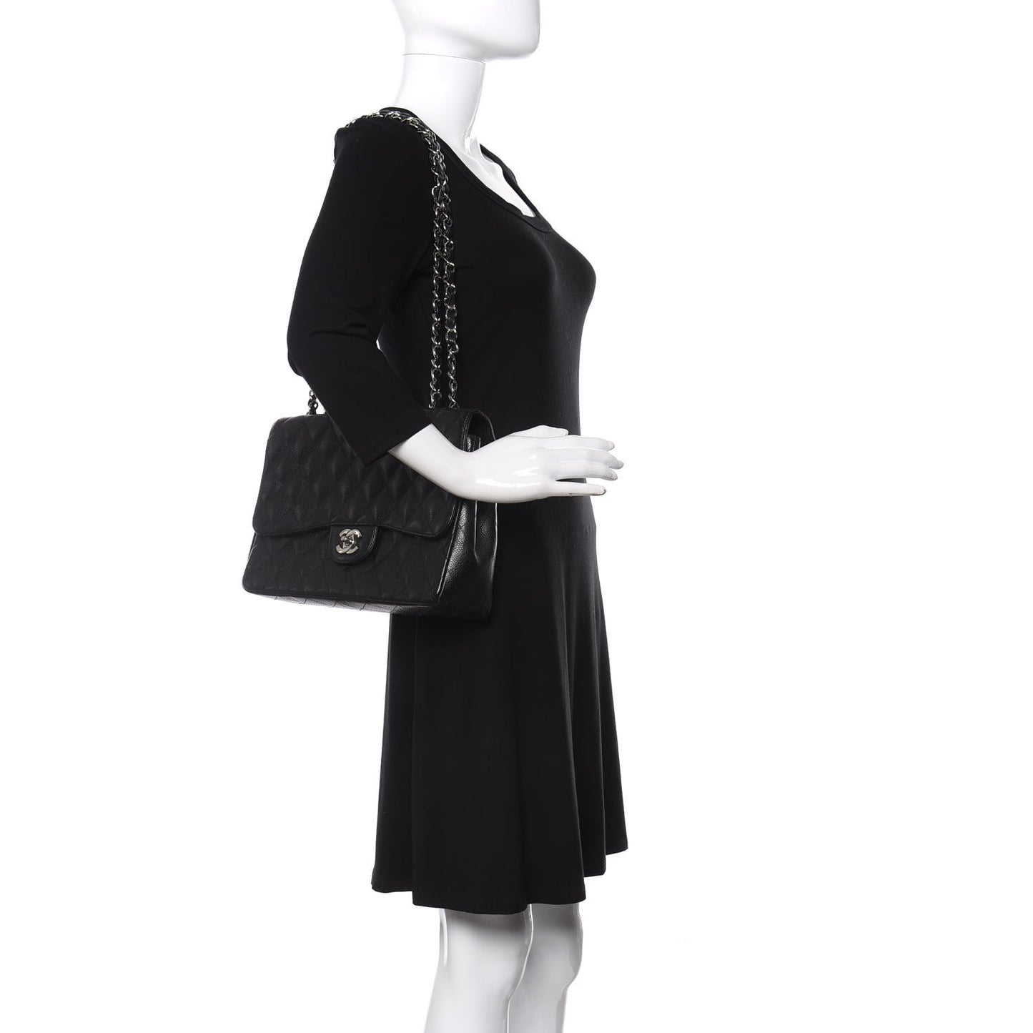 Caviar Quilted Jumbo Single Flap Black