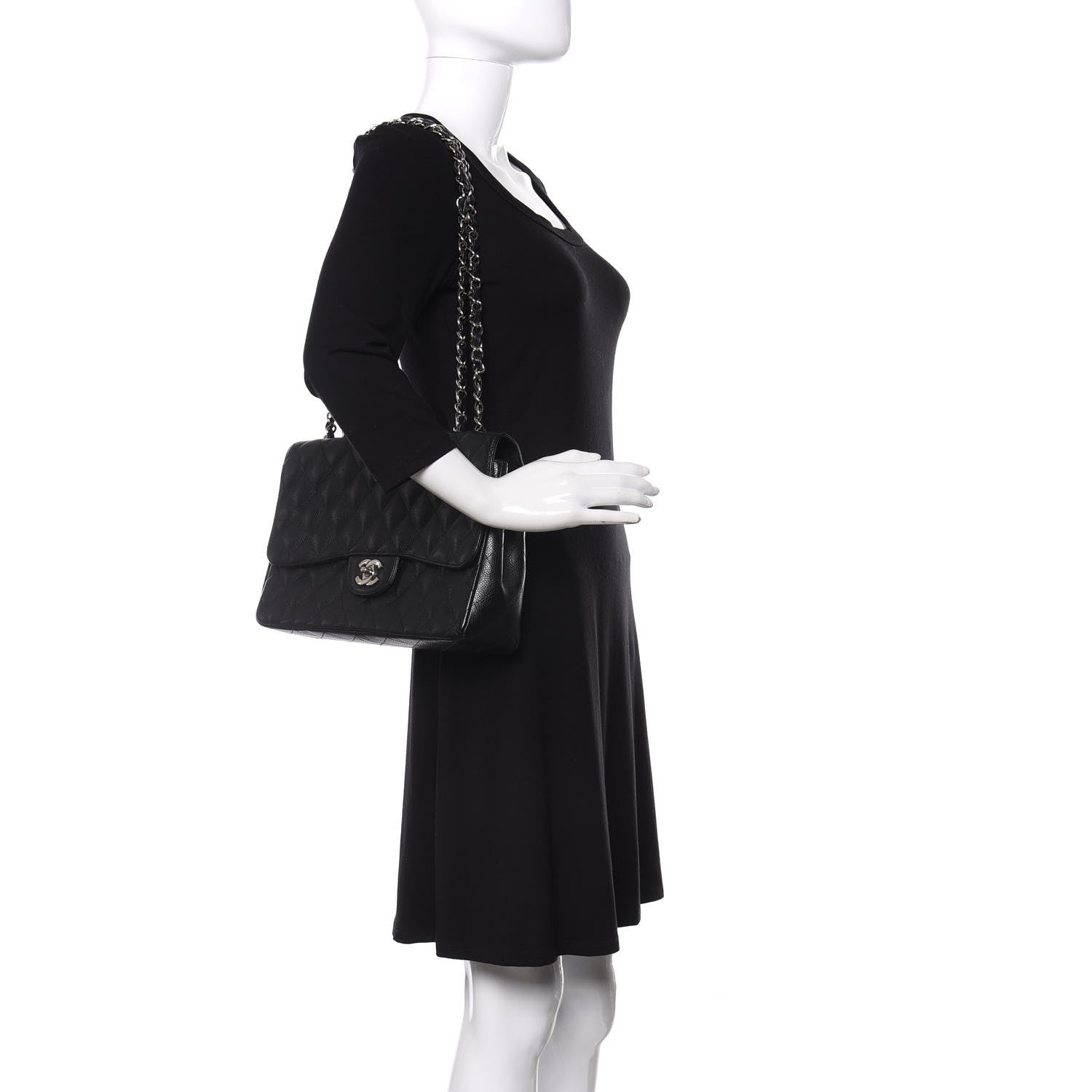 Chanel Caviar Quilted Jumbo Single Flap Black 2 of 11