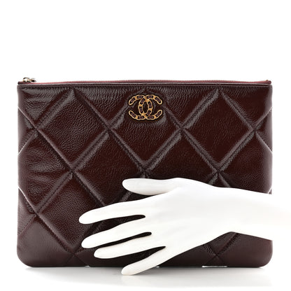 Chanel Shiny Crumpled Calfskin Large Chanel 19 Pouch Burgundy 2 of 9