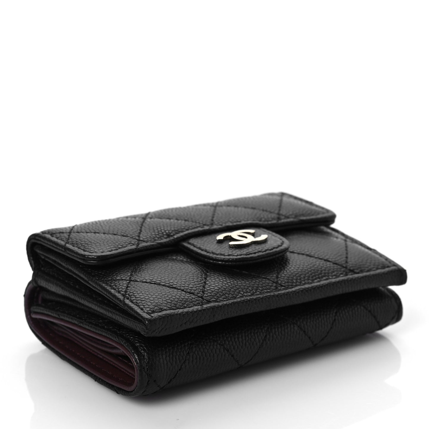 Caviar Quilted Double Flap Wallet Black