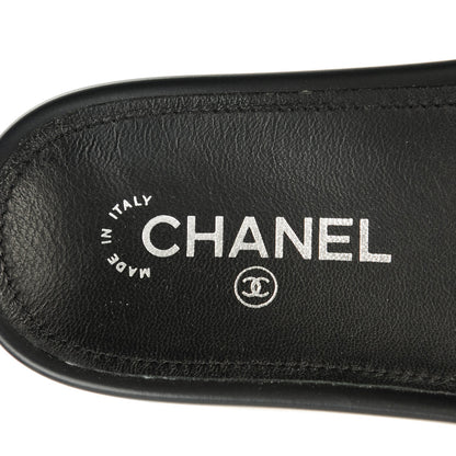 Chanel Tweed Lambskin Chain Flat Sandals 39 Black Multicolor 8 of 9